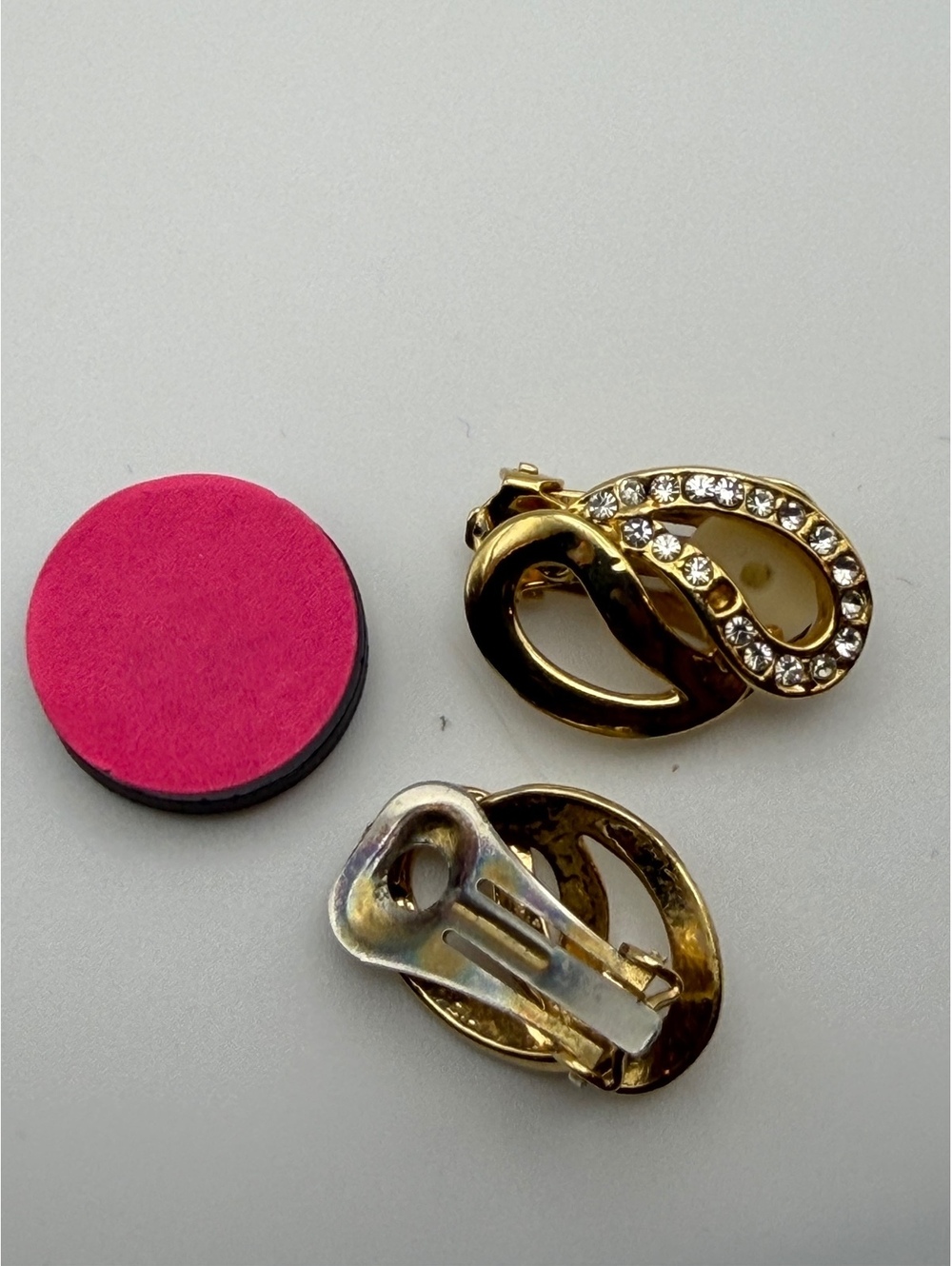 Gold tone rhinestone clip earrings